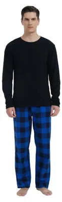Immagine prodotto di Pigiama da donna - Flanella - Maniche lunghe - Blu/Nero
