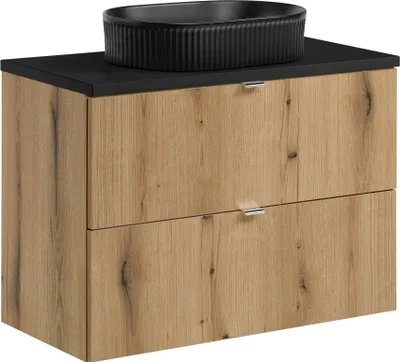 Obrázek produktu pro Koupelnová skříňka 80 cm s černou deskou a umyvadlem na desce