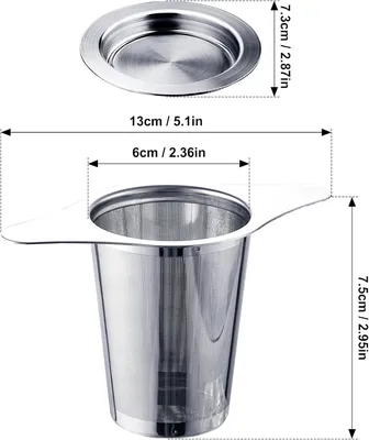 Imagen del producto de Dos coladores de acero inoxidable 304, de malla fina, con doble asa y tapa, para tazas y teteras