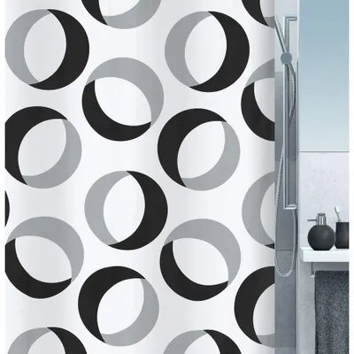 Produktbild von Schimmelresistente Duschvorhangringe, antibakteriell, waschbar, wasserdicht, Polyester, 180 x 200 cm, weiß, grau, schwarz