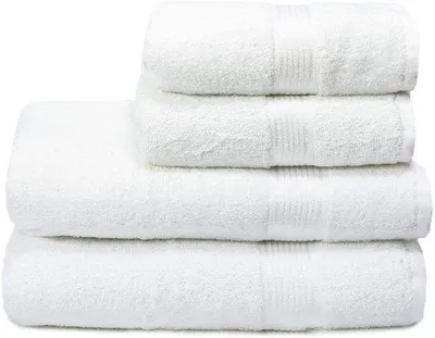 Obrázek produktu pro Sada ručníků Unyqoos®, 4 kusy – 2x 70x140 cm a 2x 50x90 cm, 100% bavlna, bílá barva, extra měkké a savé