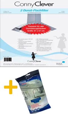 Produktbild von Filter für Dunstabzugshaube, Schwarz, Weiß, Viskose, 470 mm, 570 mm, 2 Stück