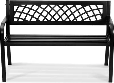 Image de Banc d'extérieur, banc de jardin en métal de 116 cm pour l'extérieur, capacité de charge de 217 kg, banc de jardin d'extérieur avec dossier et accoudoirs, banc de terrasse pour jardin, parc, cour, porche