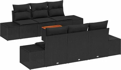 Produktbild von vidaXL Gartensofa-set 7 stk. Schwarz Poly-Rattan