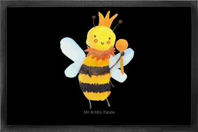 Produktbild von Mr. & Mrs. Panda Schmutzmatte Biene König 50 x 75 cm - Schwarz - Geschenk, Schuhabstreifer, Fussmatte, Schmutzfangmatte, fußmatte, Fußabtreter