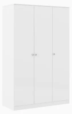 Weißer Kleiderschrank, 3-türig, 175x75x49 cm, freistehend