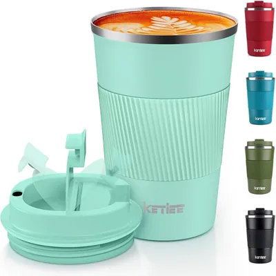 Immagine prodotto di KETIEE Coffee Mug to go 380ml Thermo Mug a doppia parete Tazza da viaggio Verde menta