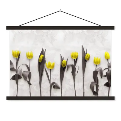 Produktbild von MuchoWow® Textilposter Blumen - Tulpen - Marmor 60x40 cm mit schwarzem Rahmen - Hölzernes