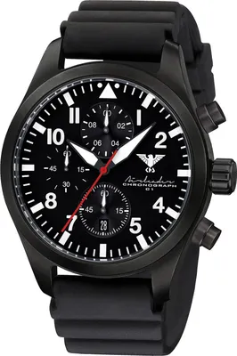 KHS AIRBSC.DB Herrenuhr Airleader Chronograph Schwarz mit Taucherband 1