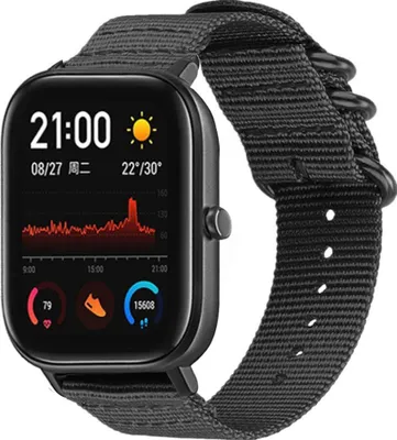 Produktbild von Strap-it Xiaomi Amazfit GTS Nylon Schnallenarmband (Schwarz)