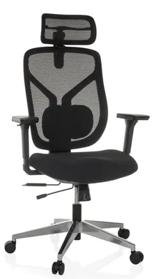 Obrázok produktu pre hjh OFFICE High End kancelárska stolička CASSILIS B Ergonomická kancelárska stolička s podrúčkami (výškovo nastaviteľná) látka / sieťovina, čierna Otočná stolička do kancelárie alebo domova