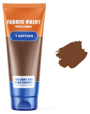 Produktbild von 7 Artists Stoffmalfarben Stofffarben Textilfarbe Braun Acrylfarbe Waschfest Auf Wasserbasis | Flasche 60 ml | Textilfarbe Waschmaschinenfest Nach Fixierung | Hochdeckend Für Dunkle Stoffe – Deckweiß