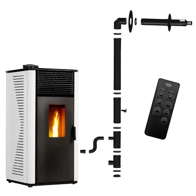 Obrázek produktu pro Peletová kamna Anita 15 kW White Sannover + instalační sada