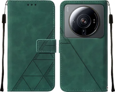 Produktbild von Xiaomi 12S Ultra Hülle, Schlank Prägung Flip Leder Kartenfächer Schutzhülle mit Ständer für Xiaomi 12 Ultra / 12S Ultra Grün