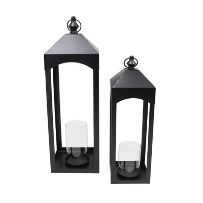 Produktbild von Laterne Black 2er Set, Metall mattschwarz 46 und 59 cm