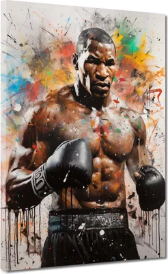 Produktbild von Pop Art Kunst Boxer Leinwandbild Wandbild Kunstdruck XL Deko: 75x100x2cm