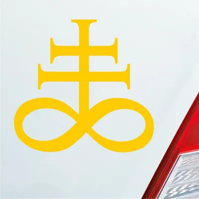 Produktbild von Auto Aufkleber Church of Satan Kirche Satans Zeichen 10x10 cm Gelb Sticker Heckscheibenaufkleber