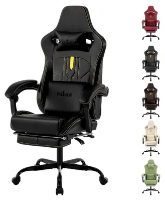 Produktbild von Gaming Stuhl Computerstuhl Ergonomischer Gaming Stuhl mit Fußstütze und Lendenwirbelstütze Schwarz