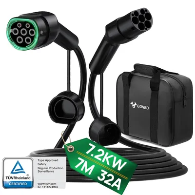 Obrázek produktu pro Nabíjecí kabel pro elektromobily, kompatibilní s typem 2 a CCS2, odolná konstrukce, 7 kW, 32 A, 7 m