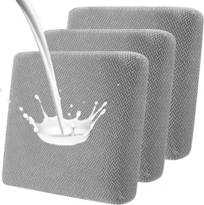 Produktbild von 3 Stück Wasserdicht Sofa Sitzkissenbezüge, Stretch Sofa Terrassen Sitzkissenbezug für Gartenmöbel,Hellgrau