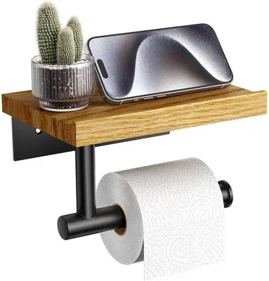 Produktbild von Wand-Toilettenpapierhalter Holz Schwarz