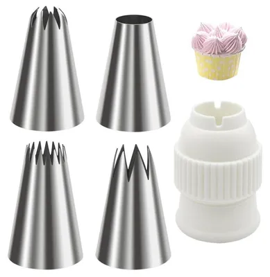 Produktbild von 4 Stück Große Spritztüllen 304 Edelstahl für Kuchen & Gebäck