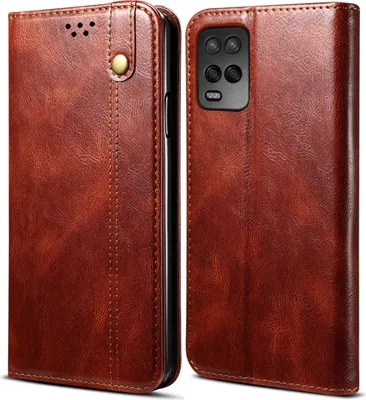 Produktbild von OPPO A54 4G Hülle, LaimTop Leder Flip Brieftasche Schutzhülle für OPPO A54 4G Rot