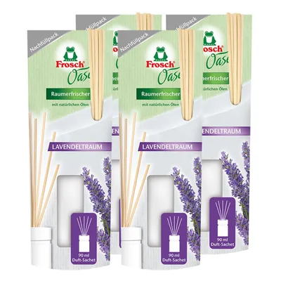 Produktbild von 4x Frosch Oase Raumerfrischer Lavendeltraum Nachfüllpack 90 ml