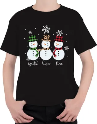 Produktbild von Faith hope love schneemann - Weihnachten Weihnachtsgeschenk Christmas Uni Kinder T-Shirt, Schwarz, 104