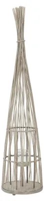 Produktbild von ECD Germany Bambus Laterne Windlicht H:150cm Gartenlaterne mit LED-Lichterkette & Glaseinsatz Boho Bambuslaterne Kerzenhalter Flechtoptik Deko Laterne