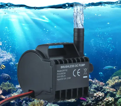 Obrázok produktu pre Ponorné 12V vodné čerpadlo Elektrické 330L/H malé fontánové čerpadlo s maximálnym zdvihom 6,5 m, 1,6 m drôtom a prísavkou, prenosné mini čerpadlo pre akvárium, rybník, akvárium, pitie pre domáce zvieratá
