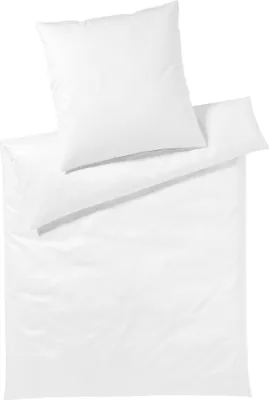 Produktbild von elegante Mako-Satin-Bettwäsche Uni Farbe Weiss Größe 200x220+2x80x80cm