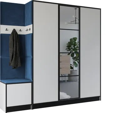 Produktbild von KIER FURNITURE Kleiderschrank EDEN, Schlafzimmer Schrank, Garderobeschrank, Flurschrank Weiß & Blau 209,6x205x39 cm