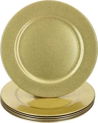 Produktbild von 6-teiliges Set Platzteller in Gold mit Glitzer | Ø 33 cm | Leichte Dekoteller aus Kunststoff | Platzset für 6 Personen | Für Weihnachten, Hochzeiten und weitere Anlässe