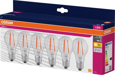 Obrázok produktu pre OSRAM HOMELIGHTING 4058075845664 LED (monochrome) EEC E (A - G) E-27 6.5 W = 60 W Warm white (Ø x H) 60 mm x 60 mm 6 pc(s)
