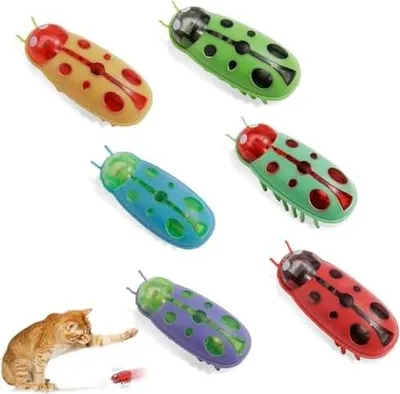 Produktbild von 6 Stück Mini Käfer, Katzenspielzeug Interaktiv Käfer, Elektrisches Interaktives Spielzeug für Katzen Hund Katze Maus Fluchthindernis automatisches Umdrehen Haustier Lustiges Spielspielzeug
