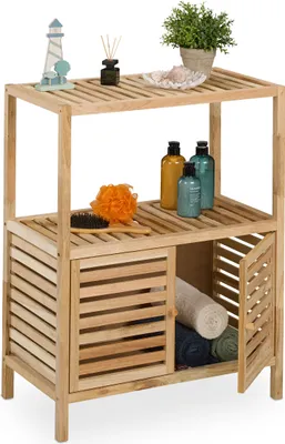 Produktbild von relaxdays Kúpeľňová polica z vlašského orecha