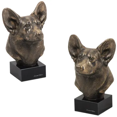 Imagen del producto de Art-Dog Busto – Pembroke Welsh Corgi – moldeado en polvo de bronce y resina