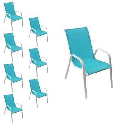 Produktbild von 8erSet Stühle MARBELLA aus blauem Textilene - weißem Aluminium