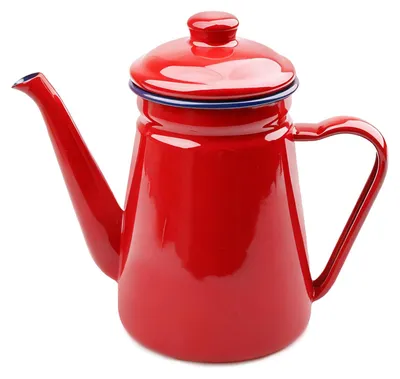 Emaillierte Kaffeekanne 1,2 l, rot, mit Deckel, für alle Herdarten