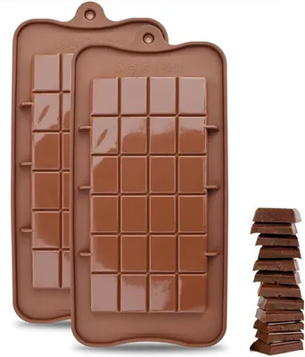 Produktbild von 2 Stück Silikon Schokoladenform für Schokoladentafel Silikonform 48 Schokoladenstückchen brechbare Form Schokoriegel Schokoladenriegel