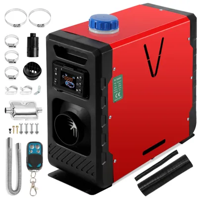 Zdjęcie produktu dla Bettizia, ogrzewanie postojowe diesla, 8 kW, 12V/24V, sterowanie Bluetooth, ogrzewanie powietrzem, wyświetlacz LCD, z tłumikiem, do samochodów osobowych, ciężarówek, kamperów, kolor czerwony