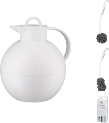 Image de alfi KUGEL Isolierkanne coconut white mat – Vorteilsset mit Reinigungsbürste CLEAN FIX 30 cm | HAN 115012094 | EAN 4002458457326