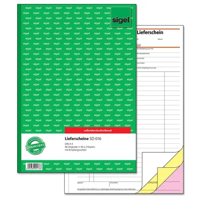 Immagine prodotto di sigel Formularbuch "Lieferschein mit Empfangsschein", A4, SD - für den Markt: D (SD016)
