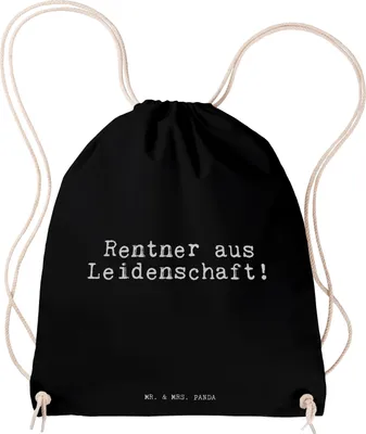 Produktbild von Mr. & Mrs. Panda Beutel Rentner aus Leidenschaft!  - Schwarz - Geschenk, Pensionierung, Jutebeutel, Turnbeutel, Sprüche, wander rucksack, Rentnerin, sporttasche klein