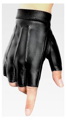 Produktbild von Fingerlose Lederhandschuhe, Rutschfeste Kunstleder Halbfingerhandschuhe, Schwarze Punkhandschuhe für Herren und Damen, Motorrad- und Autohandschuhe