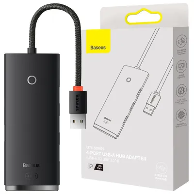 Zdjęcie produktu dla Baseus WKQX030001 koncentrator interfejsu USB 3.2 Gen 1 (3.1 Gen 1) Typ-A 5000 Mbit/s Czarny