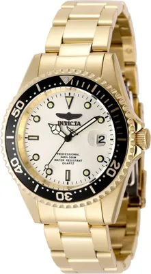 Obrázek produktu pro Invicta Pro Diver 48728 Pánské Hodinky - Quartz Hnutí - Nerezová Ocel s Zlatým Ciferníkem - 37 mm