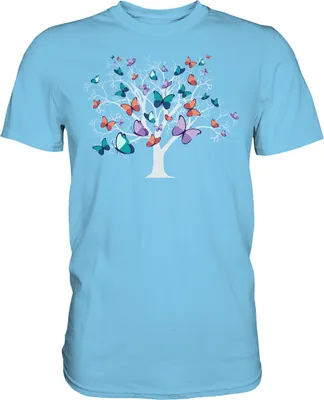 Produktbild von Frauen Bunter Schmetterling Baum T-Shirt – Sky Blue / XXL