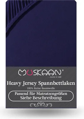 Produktbild von Heavy Jersey Spannbettlaken 90x200 cm - 100x200 cm 100% Baumwolle 160 g/m² navyblau